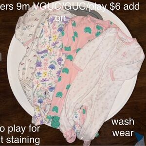 Carter's Pink, White, and Green Footies, Dinosaur, Floral, Frogs, Bunny Dot